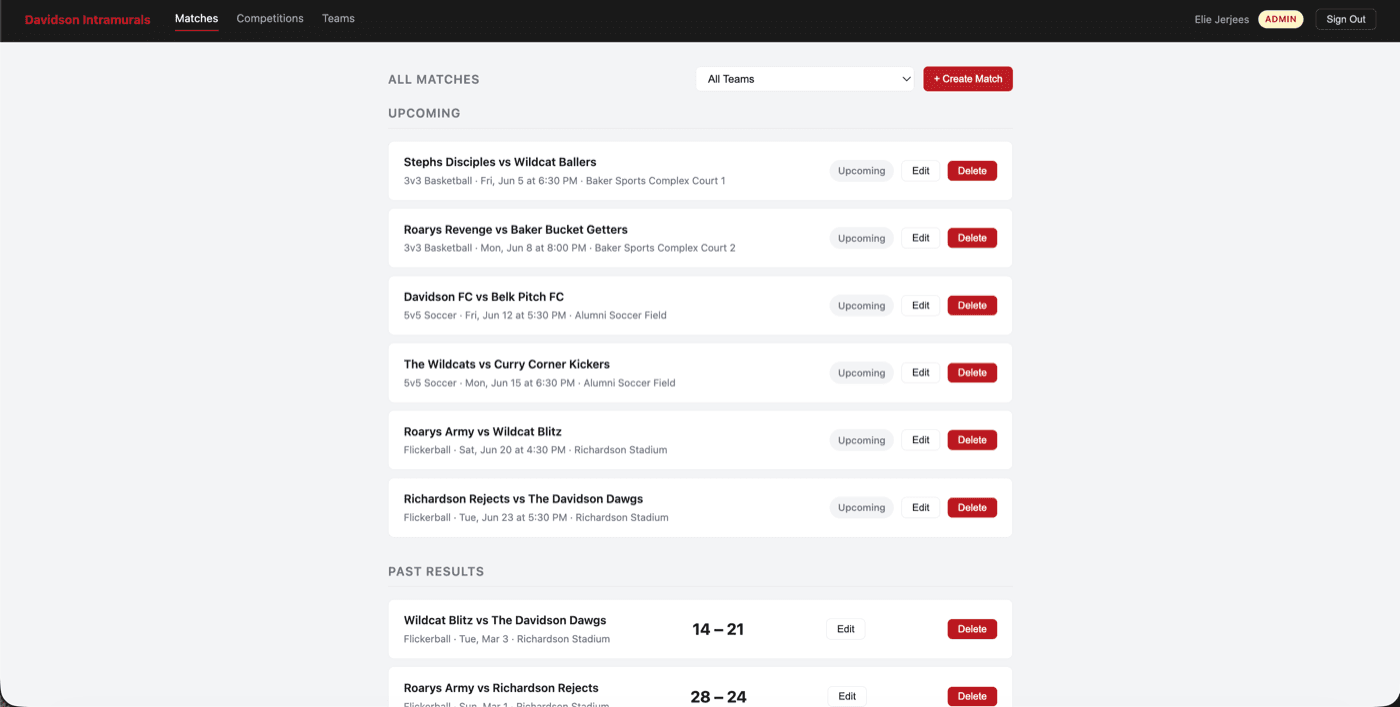 DavidsonIntramurals screenshot